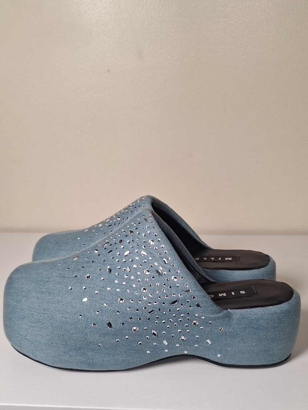 Simon Miller Light Blue Denim Embellished Bubble Platform Mule S1ze EU 39 - Picture 7 of 11